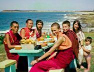 group photo at mooloolaba beach, australia, 1974